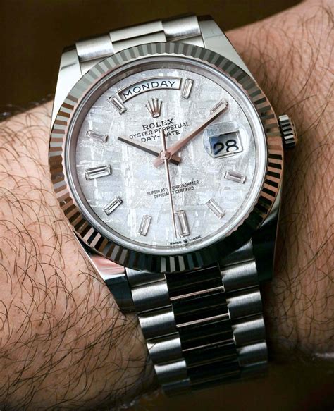 rolex white gold day date|rolex day date 40mm price.